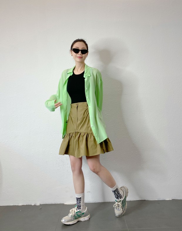 Khaki Ruffle Skirt #250331